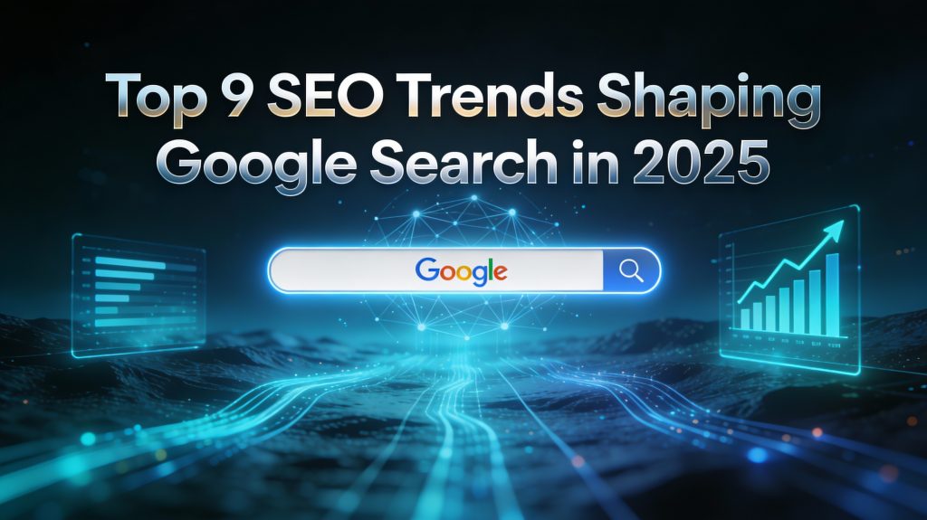 SEO trends 2025 main header with Google AI search landscape