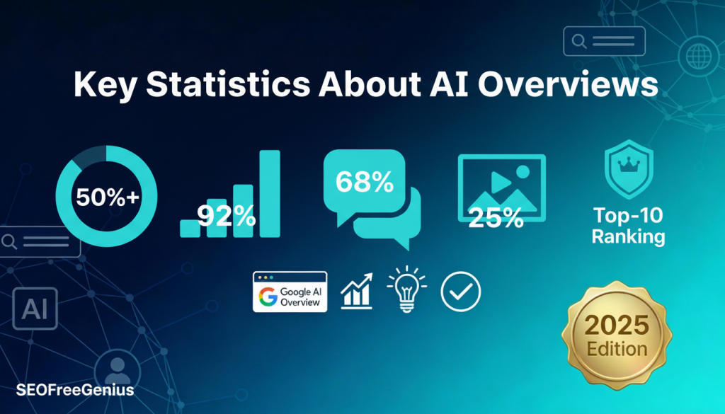AI Overviews SEO 2025 Key Statistics infographic